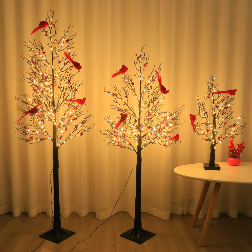 Lighted Mini Birch Christmas Tree detail