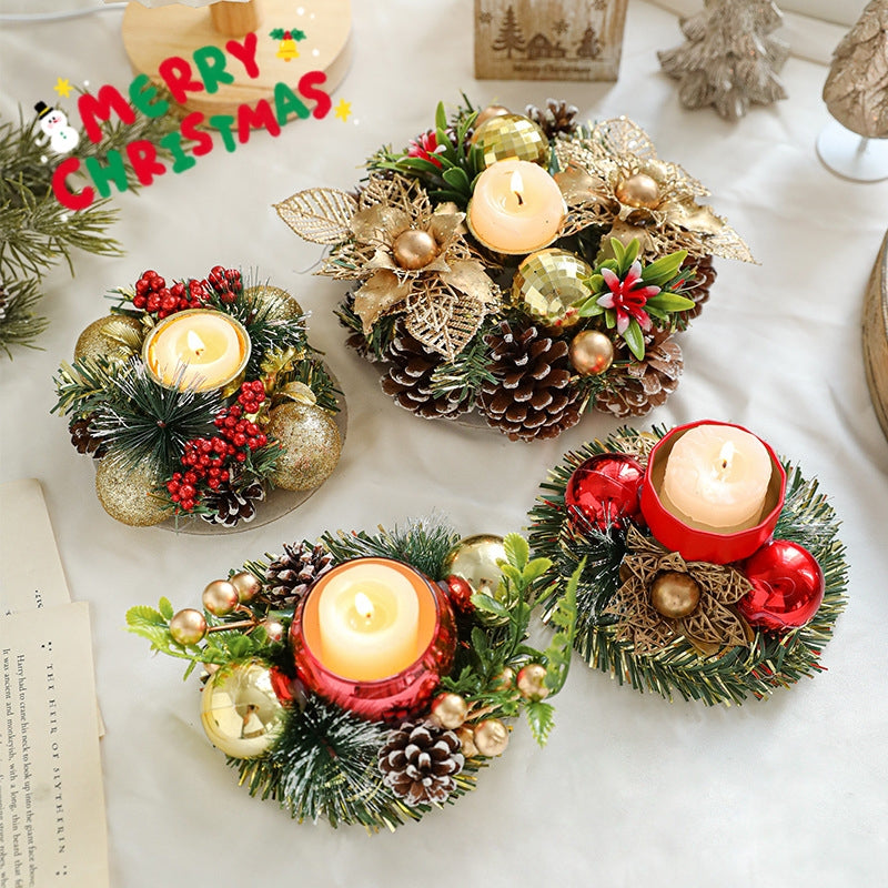 Pinecone & Berry Christmas Candle Holder