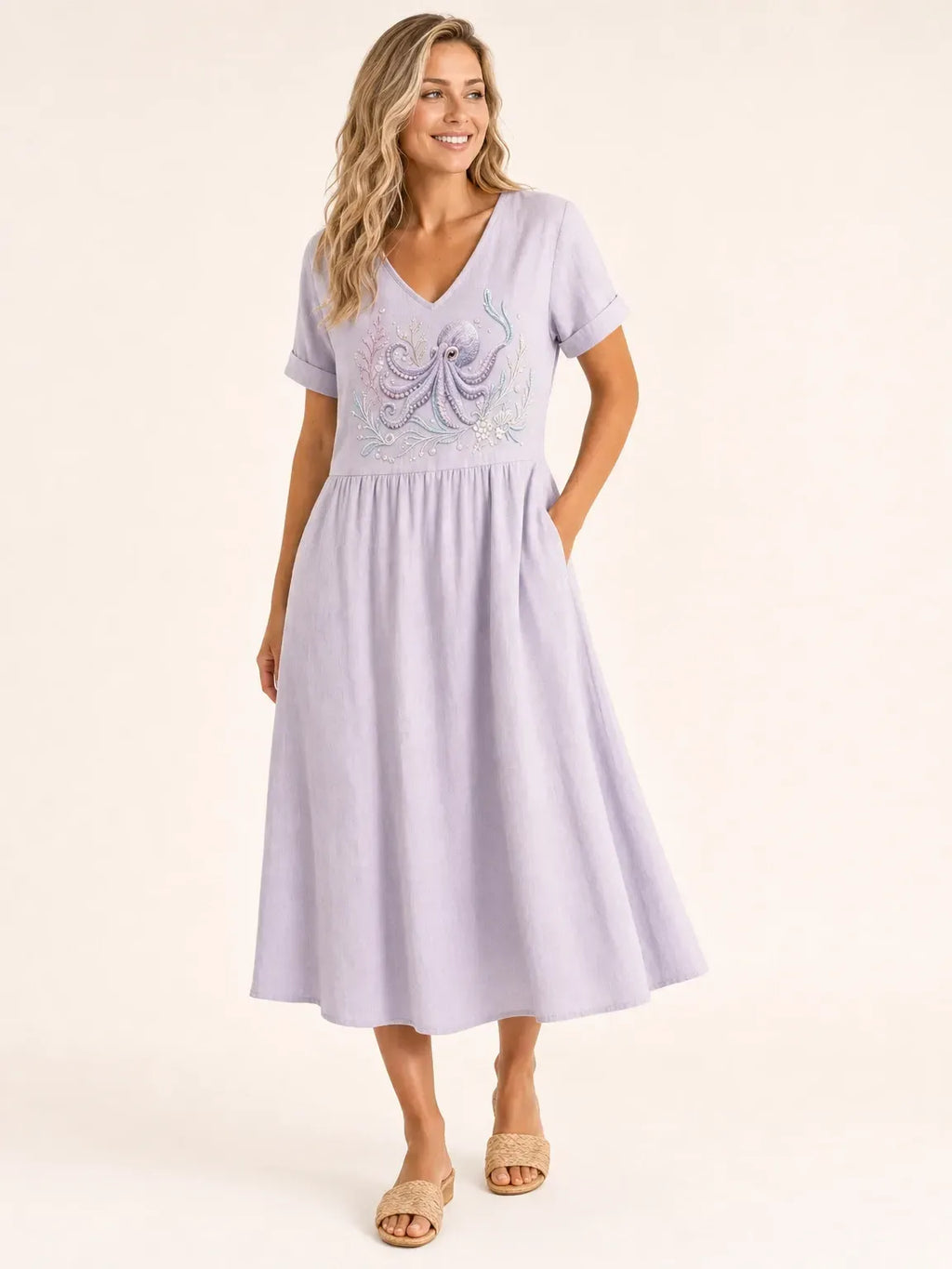 Women's Ocean Series Mid-Length Dress (with Pockets)