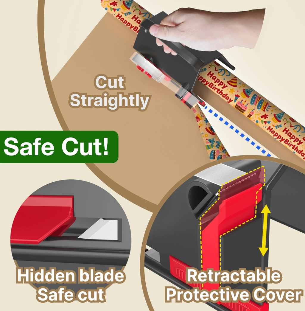 🎁2-in-1 Wrapping PaperCutter & Tape Dispenser -Faster Gift Wrapping Tool