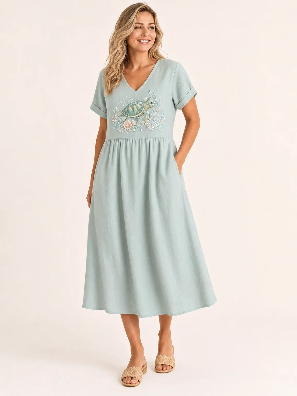 Women's Ocean Series Mid-Length Dress (with Pockets)