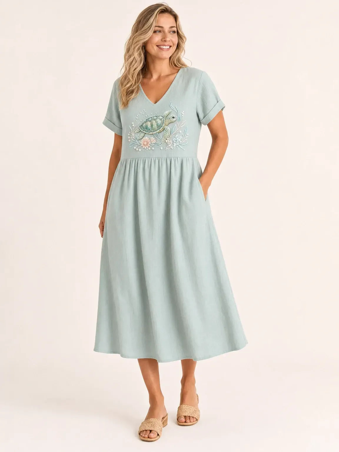 Women's Ocean Series Mid-Length Dress (with Pockets)