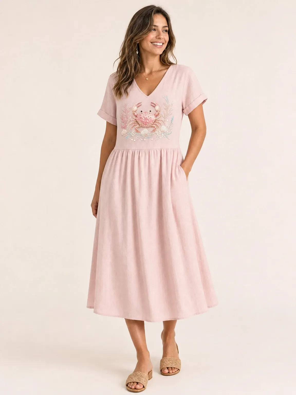 Women's Ocean Series Mid-Length Dress (with Pockets)