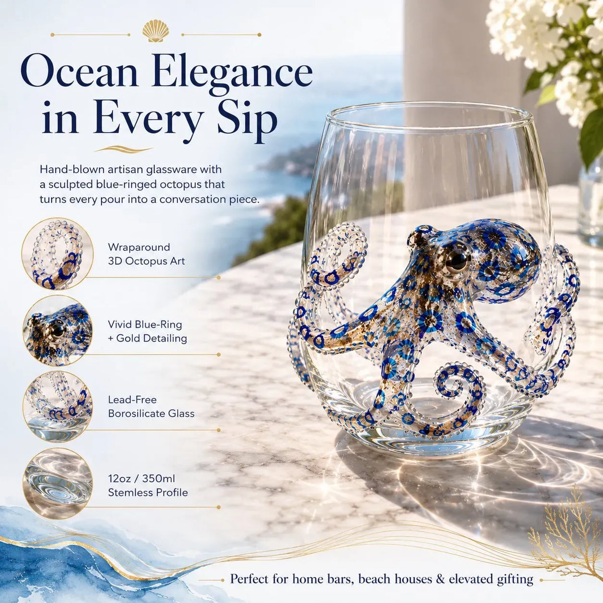 🔥 Last Day 49% OFF – 🌊 3D Ocean Animal Artisan Glassware Collection