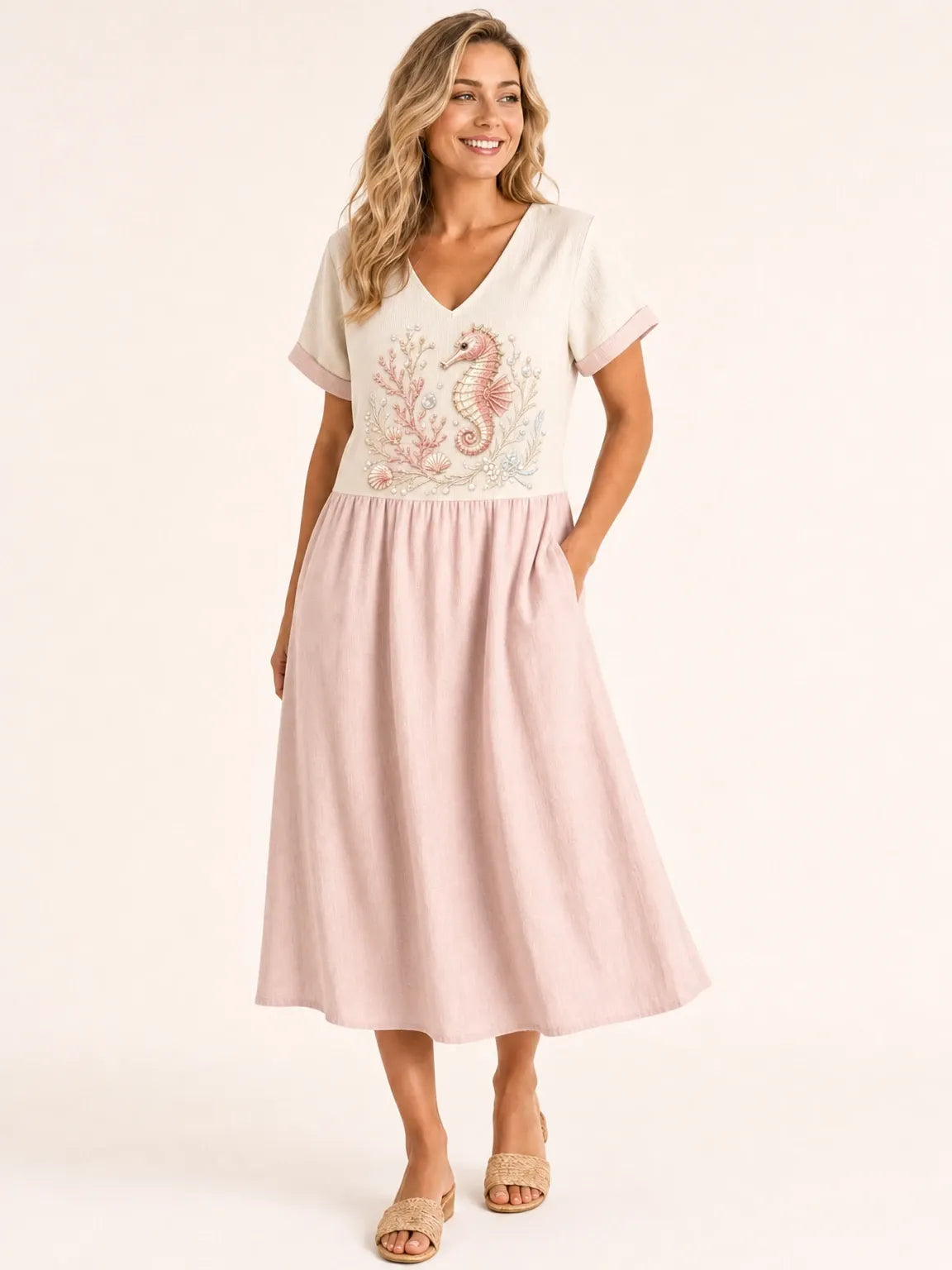 Women's Ocean Series Mid-Length Dress (with Pockets)