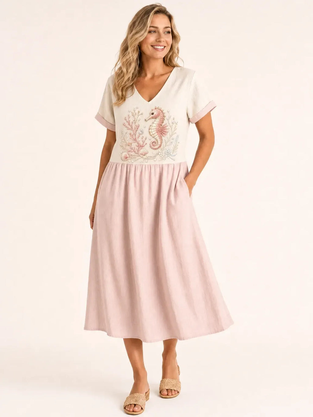 Women's Ocean Series Mid-Length Dress (with Pockets)