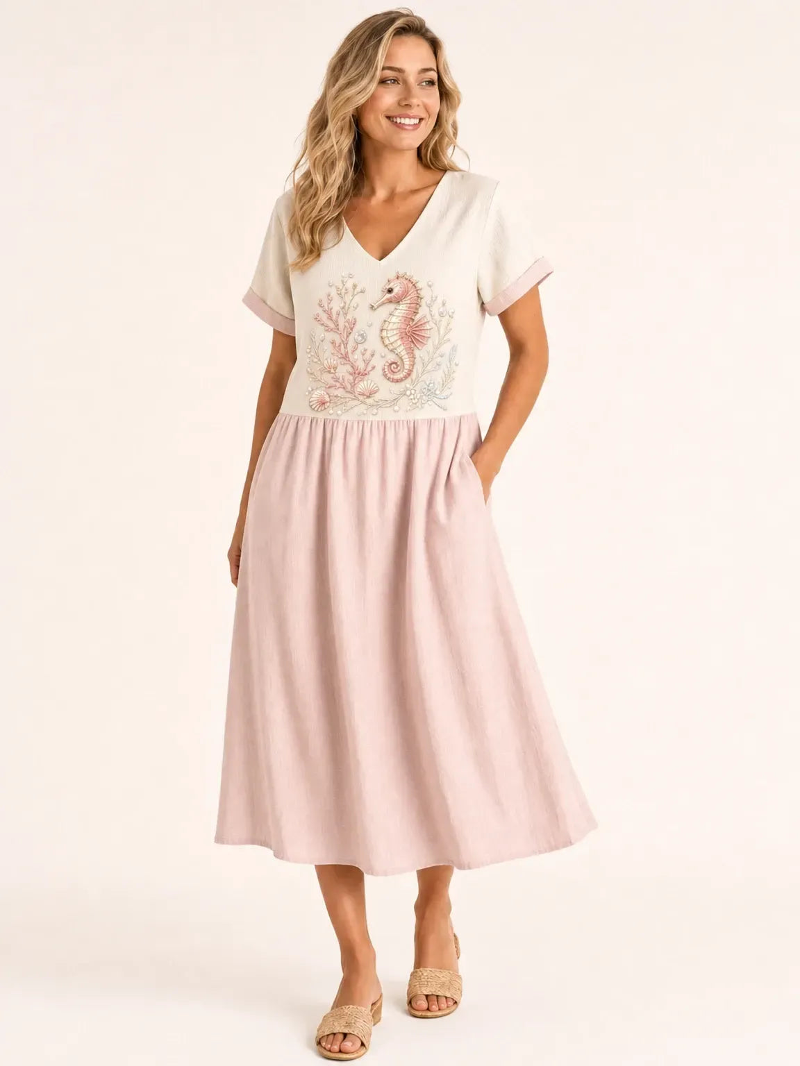 Women's Ocean Series Mid-Length Dress (with Pockets)