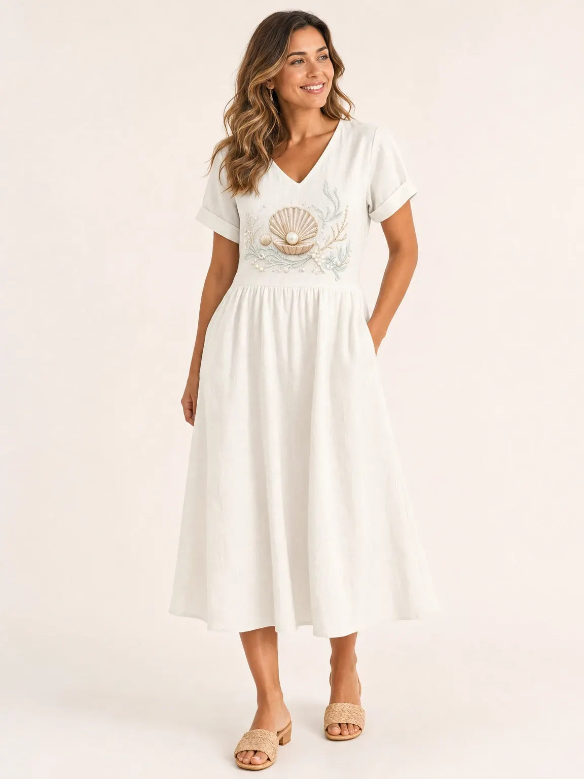 Women's Ocean Series Mid-Length Dress (with Pockets)