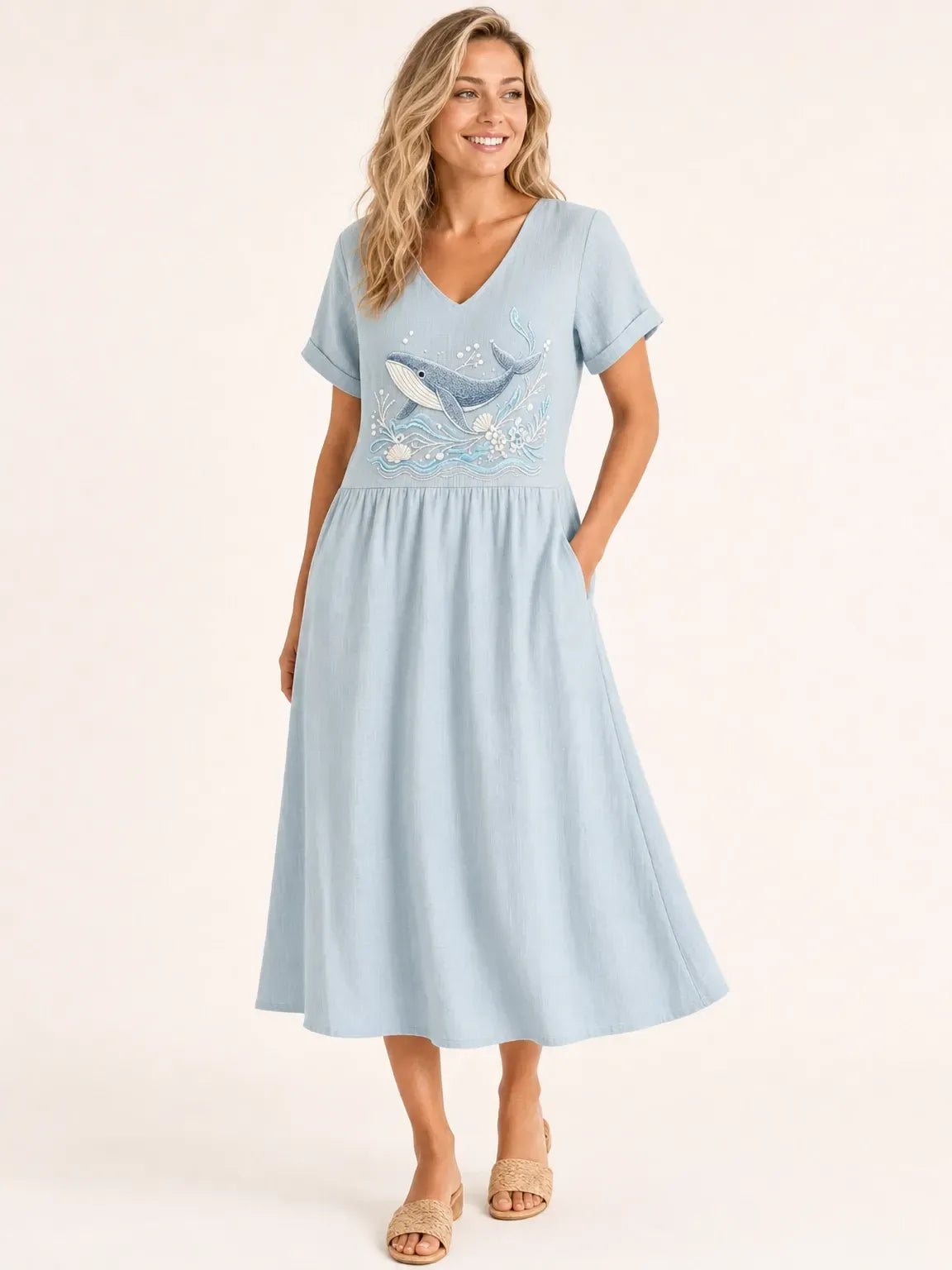 Women's Ocean Series Mid-Length Dress (with Pockets)